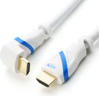HDMI 2.0 Kabel, gewinkelt, 0,5 m, weiß/blau