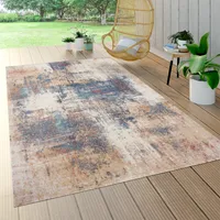 Outdoor Teppich Wetterfest Balkon Wohnzimmer Küche Vintage Abstrakt Beige Blau Grösse 120x170 cm