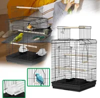 UISEBRT Tragbar Vogelkäfig für Wellensittiche, Kanarienvögel und kleine Papageien - Zuchtkäfig mit Sitzstangen, Schaukel, Futterspender und öffnungsfähigem Dach