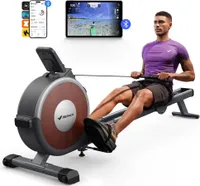 Bluetooth Rudergerät magnetisch für Zuhause – 16 Stufen Widerstand, Doppelschienen, App-Steuerung & Tablet-Halter, leise, vertikal klappbar bis 158 kg