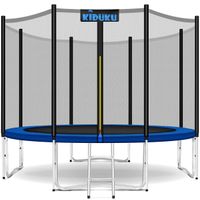 KIDUKU® Trampolin Ø 244 cm | TÜV Rheinland geprüft | Komplettset mit Sicherheitsnetz, Leiter, Randabdeckung, Bodenanker & Zubehör | Outdoor Gartentrampolin Kinder-Trampolin