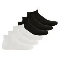 Converse Herren Socken 6er Pack - Quarter, einfarbig, Logo Schwarz/Weiß 39-46