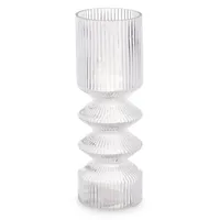Vase aus geriffeltesm Glas, 8 x 23 cm