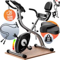 Sportana Heimtrainer Eagle 3 Faltbar 10 Stufen 7 Sitzhöhen LCD Display Fitnessfahrrad 2 Zugbänder Fahrradtrainer Fitnessbike 3in1 Hometrainer