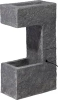 dobar Großer Design-Gartenbrunnen mit Pumpe und LEDŽs, dekorativer Wasserfall mit Pflanzkasten aus Kunststein, 39 x 20,5 x 70 cm, grau