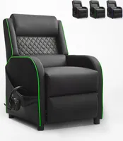 Verstellbarer Gaming Stuhl mit Fußstütze Kunstleder Challenge - Dunkel Grün