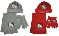 Hello Kitty 2er Winter-Set mit Mütze, Schal und Handschuhe rot und grau 52