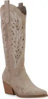 VAN HILL Damen Cowboystiefel Stiefel Stickereien Schuhe 840056, Farbe: Khaki, Größe: 38
