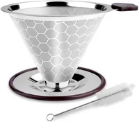 Edelstahl Wiederverwendbare Kaffee Filter Mit Tassenhalterung Dripper Aufbrühen 