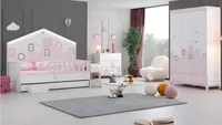 Kinderzimmer Möbel Kinderbett Rosa Kleiderschrank Kommode Jugendzimmer Holz