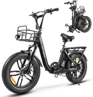E-bike pánské městské e-biky a e-country kola elektrické kolo s tlustými pneumatikami 20 × 4,0, 48V 13Ah odnímatelná baterie Dojezd 40-120 km ebike, černé e-skládací kolo