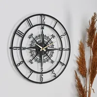 Opviq, Bunella - Black - 2, Dekorative Metall-Wanduhr, 100 % METALL, Schwarz, 41 x 41 cm