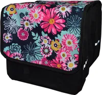 FAHRRADTASCHE ab 26 Zoll Satteltasche Gepäckträgetasche Doppelt 14. Duo Blumen (rosa)