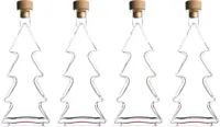 Spirituosenflasche-Set Tannenbaumflasche, Glasflasche 200ml mit Verschluss, VPE 4