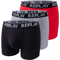 Replay Herren Boxershorts in 3er Pack -  101102 002 schwarz, blau, grau, weiß, marine, Farbe:Rot, Textil:XL