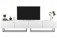 Komoda RTV Loft Industrialna Szafka RTV Biały Mat czarna rama zestaw 240 cm
