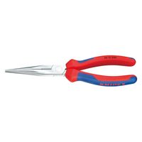 Knipex 261-5200 Flachrundz.200mm mit Schneide, gerade Backen, rot/blau