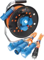 KALLE DAS KABEL CEE Campingkabeltrommel H07BQ-F 3G 2,5 mm² 25 Meter 230V 16A Schutzart IP44 + Anschlussleitung 1,5 Meter + Adapterleitung SCHUKO-CEE 1,5 Meter EXTREME SIGNAL ORANGE Kabeltrommel Campingkabel Wohnmobil-Kabel Caravantrommel