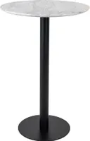 Bolzano Bartisch Ø70 cm Marmoroptik, schwarze Beine, weiß.