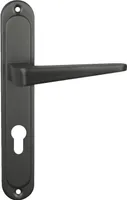 Domino Türgriff 72 Drückergarnitur PZ - Profilzylinder Set | Türklinke für Zimmertür, Bürotür, Kellertür & Innentür | L-Form | Türbeschläge aus Aluminiuml | Titan | VITA M8