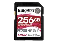 Kingston Technology 256GB Canvas React Plus SDXC UHS-II 280R/150W U3 V60 for Full HD/4K - 256GB, SDXC, Klasse 10, UHS-II, 280 MB/s, 150 MB/s | SDR2V6/256GB