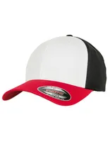 3-Tone Flexfit Cap - Farbe: Red/White/Black - Größe: S/M