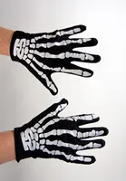 Handschuhe mit weissem Knochenaufdruck Halloween
