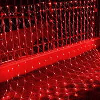 3X2M 200LED Lichtervorhang Lichterkette 8 Lichtmodi Weihnachtslicht Party Garten Lichternetz, Rot