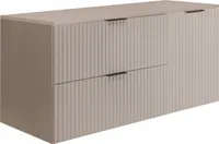 Rodan | Badezimmerschränke 120cm | Beige Matt - Holz | B/H/T 120/57/46 cm | Geriffelte Türen - Beige Platte - Badmöbel - Badschrank