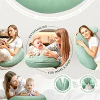 Stillkissen XXL 190x30 cm  - Mikroperlen Füllung  - mit Baumwollbezug  - Schwangerschaftskissen, Seitenschläferkissen, Lagerungskissen, Babynestchen  - ergonomisch