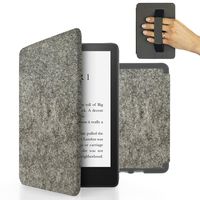 MyGadget Filz Hülle für Amazon Kindle Paperwhite 11 .Generation (ab 2021 - 6, 8 Zoll) mit Handschlaufe & Auto Sleep | Wake Funktion - Flip Case in Hell Grau