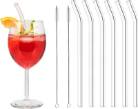 bremermann 6er Glas-Trinkhalme, 15 cm Länge, wiederverwendbar, transparent inklu