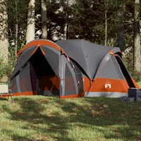 Design Tipi-Familienzelt 8 Personen Grau und Orange Wasserdicht, Campingzelte 2024 Neu