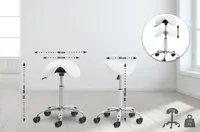 Taboret roboczy CLP Reno imitacja skóry , obrotowy, z regulacją wysokości, biały