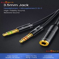 SSF24 Splitter Audio Kabel Y Adapter Headset 3.5mm Klinke zu 2x Stecker 0.3m