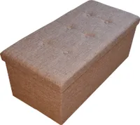 Style home Sitzbank Sitzhocker mit Stauraum, Faltbare Fußablage Sitztruhe Aufbewahrungsbox, belastbar bis 300kg, Leinen, 76 * 38 * 38 cm (Braun)