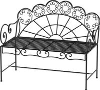 Outsunny 2-osobowa ławka ogrodowa solidna, ławka parkowa nierdzewna ławka meble ogrodowe do patio, ogrodu i ogólnego użytku na zewnątrz 107 cm x 55,5 cm x 90,5 cm, czarna