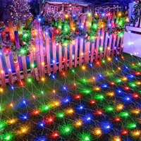 1.5X1.5M 96LED Lichtervorhang Lichterkette 8 Lichtmodi Weihnachtslicht Party Garten Lichternetz, Bunt