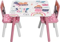EUGAD Kindersitzgruppe, 3tlg. für Kinder aus MDF Massivholz Rosa