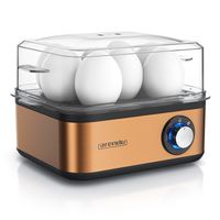 Arendo Eierkocher 8-fach, 500 W, Edelstahl, Warmhaltefunktion, Härtegrad einstellbar, für 8 +Eier, Kupfer