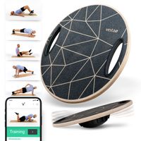 Vesta+ Balance Board Holz + Fitness App, Balanceboard aus nachhaltigem Eichenholz - Der Balance Board  für das Plus in Deinem Workout, Wackelbrett Balance Board Erwachsene Therapiekreisel