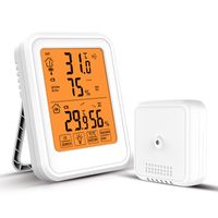 Drahtloses Temperatur-Feuchtigkeitsmessgerät, 433 MHz, digitales Thermometer, Hygrometer, Innen-/Außen-Feuchtigkeitsmessgerät, LCD-Display（Weiß）