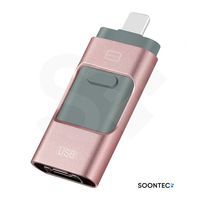 SOONTEC 128 GB 3.0 USB-Stick Memory Speicher 3 in 1 MICRO USB / USB / Lightning für Camcorder, Camera, MP3 Player, iPhone, Samsung, (Rosé)