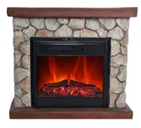 abc HOME | Elektrischer Kamin | Landhausstil | Natursteinoptik | Fernbedienung | Heizfunktion | realistische Flamme