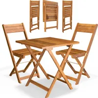 CASARIA® Balkonmöbel Set 2 Personen Wetterfest Holz Vormontiert Klappbar 160kg Belastbarkeit Balkon Garten Terrassenmöbel Gartenmöbel 3-Tlg Akazie