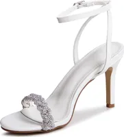 topschuhe24 3094 Damen Glitzer Riemchen Sandaletten , Farbe:Weiß, Größe:37 EU