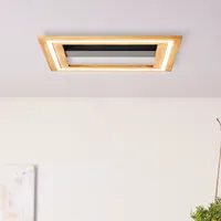 BRILLIANT moderné LED stropné svietidlo RHEA | Stropné svietidlo s udržateľným drevom a čiernym vrchnákom 45 x 45 cm | 24W 3000 Lumen 3000 Kelvin | Drevo/kov/plast