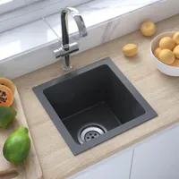 The Living Store Ručne vyrobený vstavaný drez z čiernej nehrdzavejúcej ocele