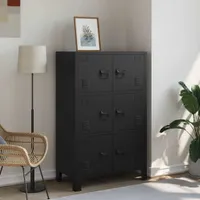 vidaXL Szafka na dokumenty z 6 drzwiami przemysłowa czarna 75×40×120 cm stalowa