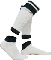 2-teilig Loferl Trachtensocken Trachtenstrümpfe Wadenwärmer Merino natur/grün, Größe:35-38